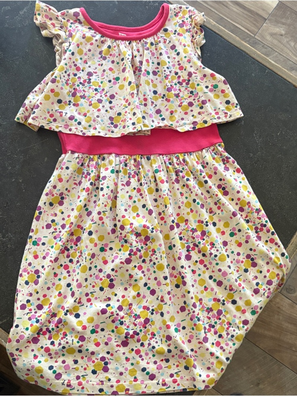 Girls Pink Tea Polka Dot Tiered Dress